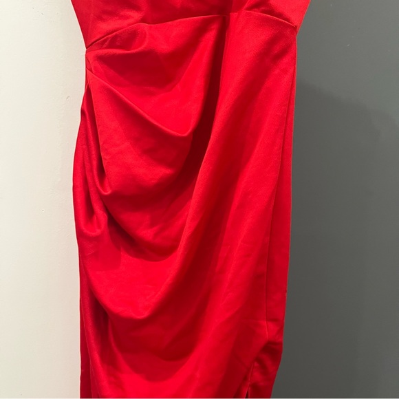 NWT House of CB Maxi Dress Red Satin Adrienne Strapless Holiday Wedding Guest S - Picture 5 of 10